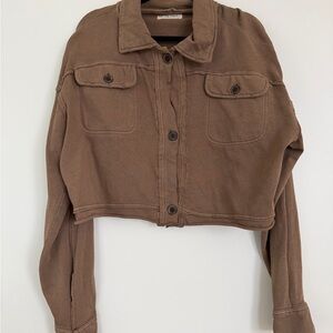 We The Free Chocolate Brown Cropped Jacket/ Shirt